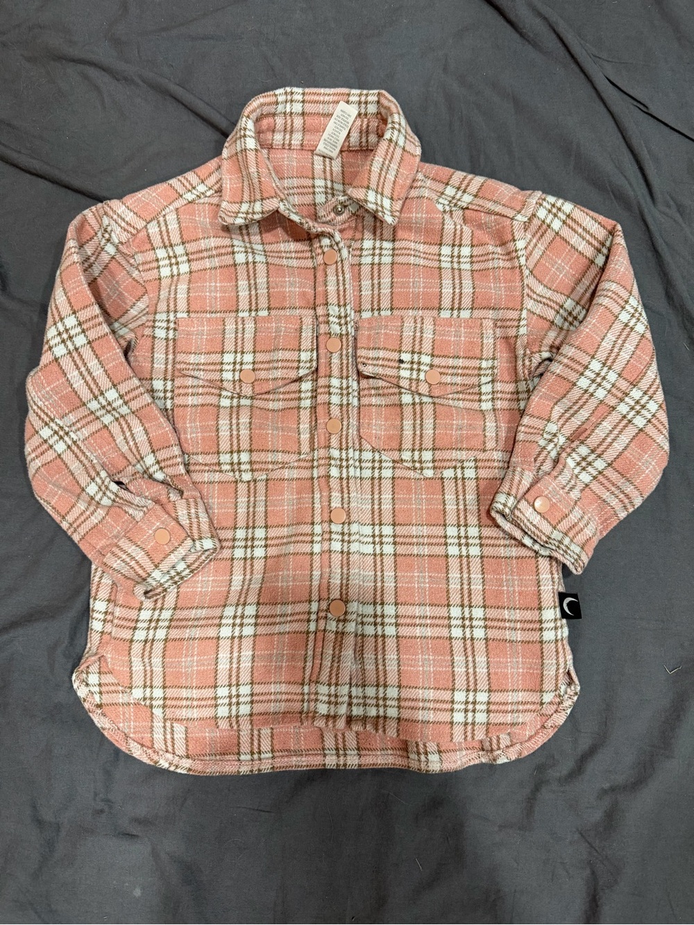 ZYIA Pink Plaid Button-Down Kids Shacket